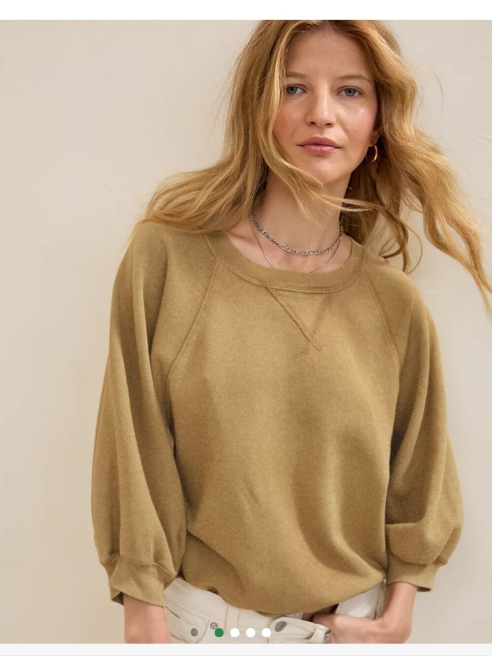 Aerie Tan Oversized Sweatshirt with Balloon Sleeves Size Small